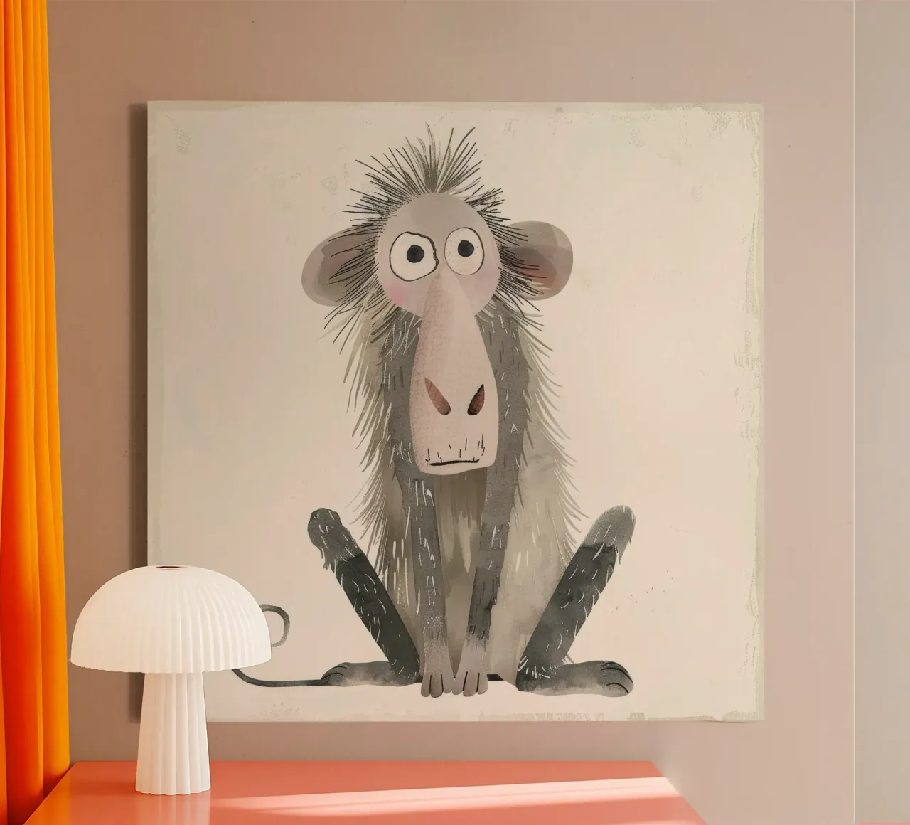 Illustrazione stilizzata di un babbuino tela da DesignDoodle