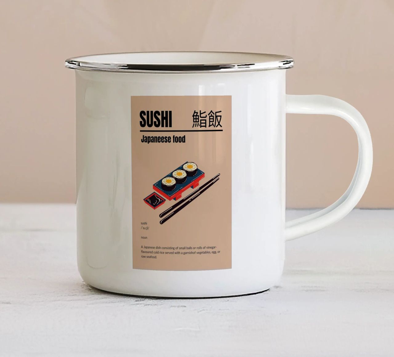 Sushi dal Giappone tazza in smalto da cosmos studio