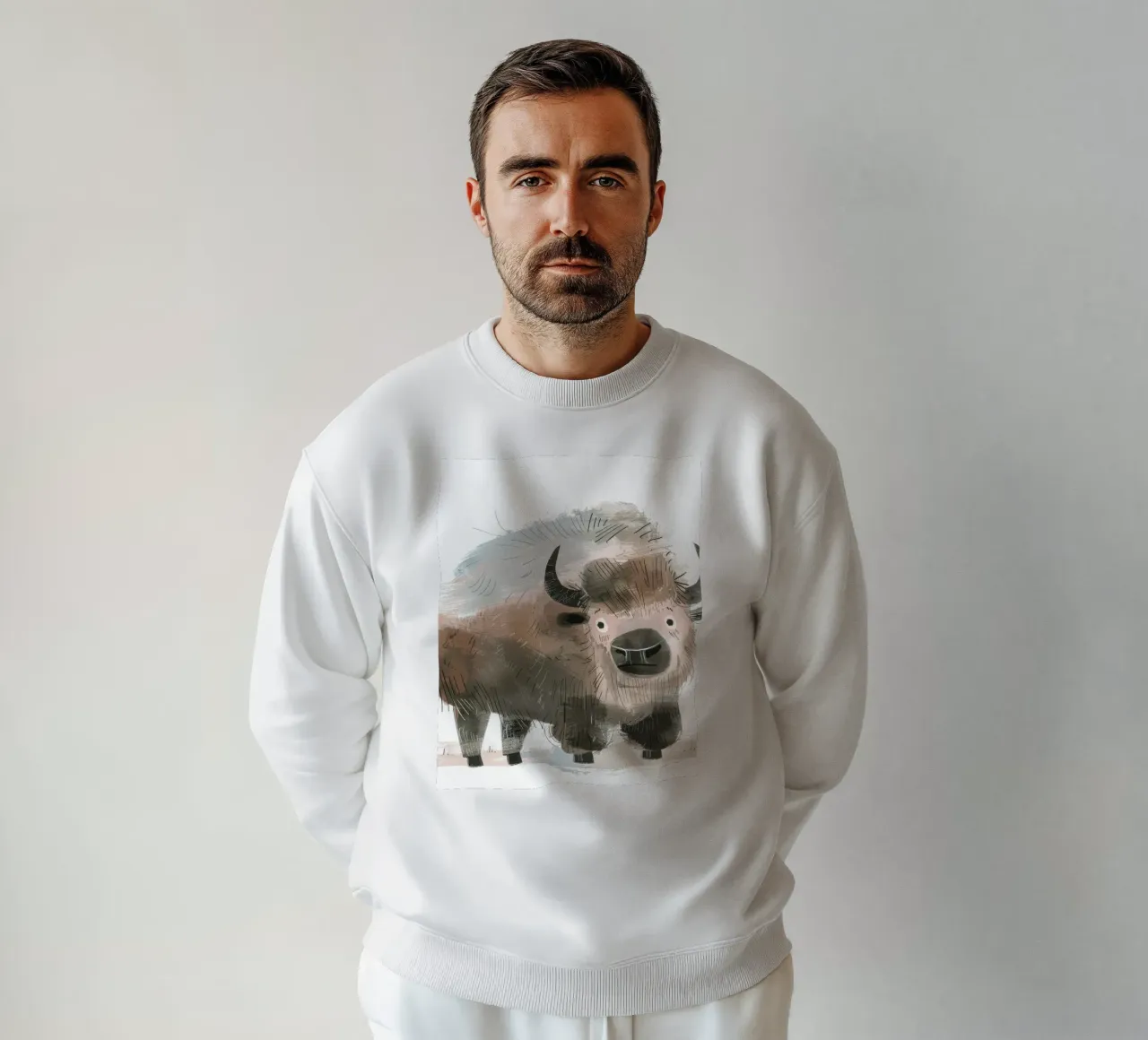 Illustrazione stilizzata di un bisonte felpa da DesignDoodle