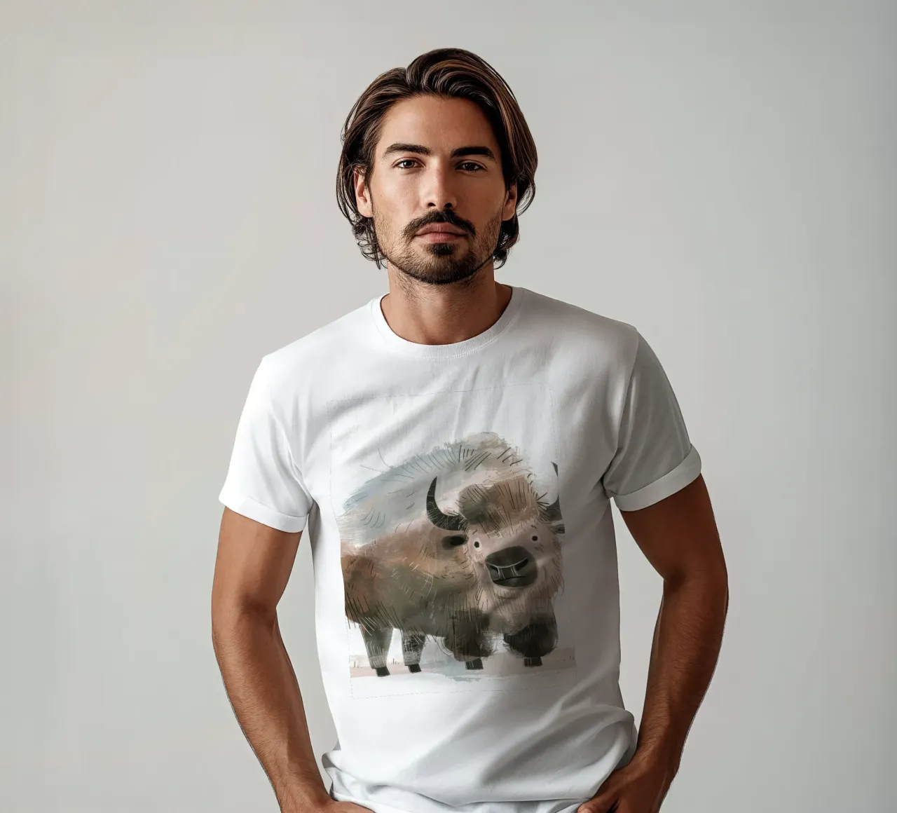 Illustrazione stilizzata di un bisonte t-shirt da DesignDoodle