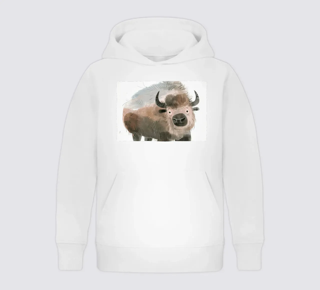 Gestileerde illustratie van een bizon kinder hoodie van DesignDoodle