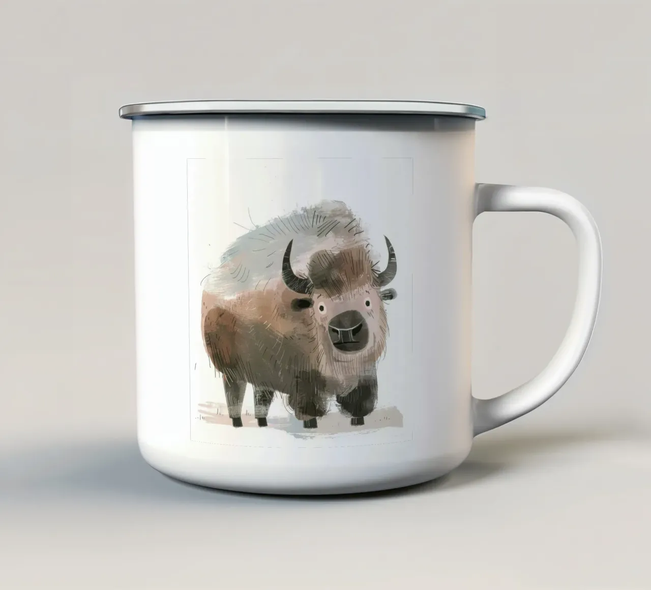 Illustrazione stilizzata di un bisonte tazza in smalto da DesignDoodle
