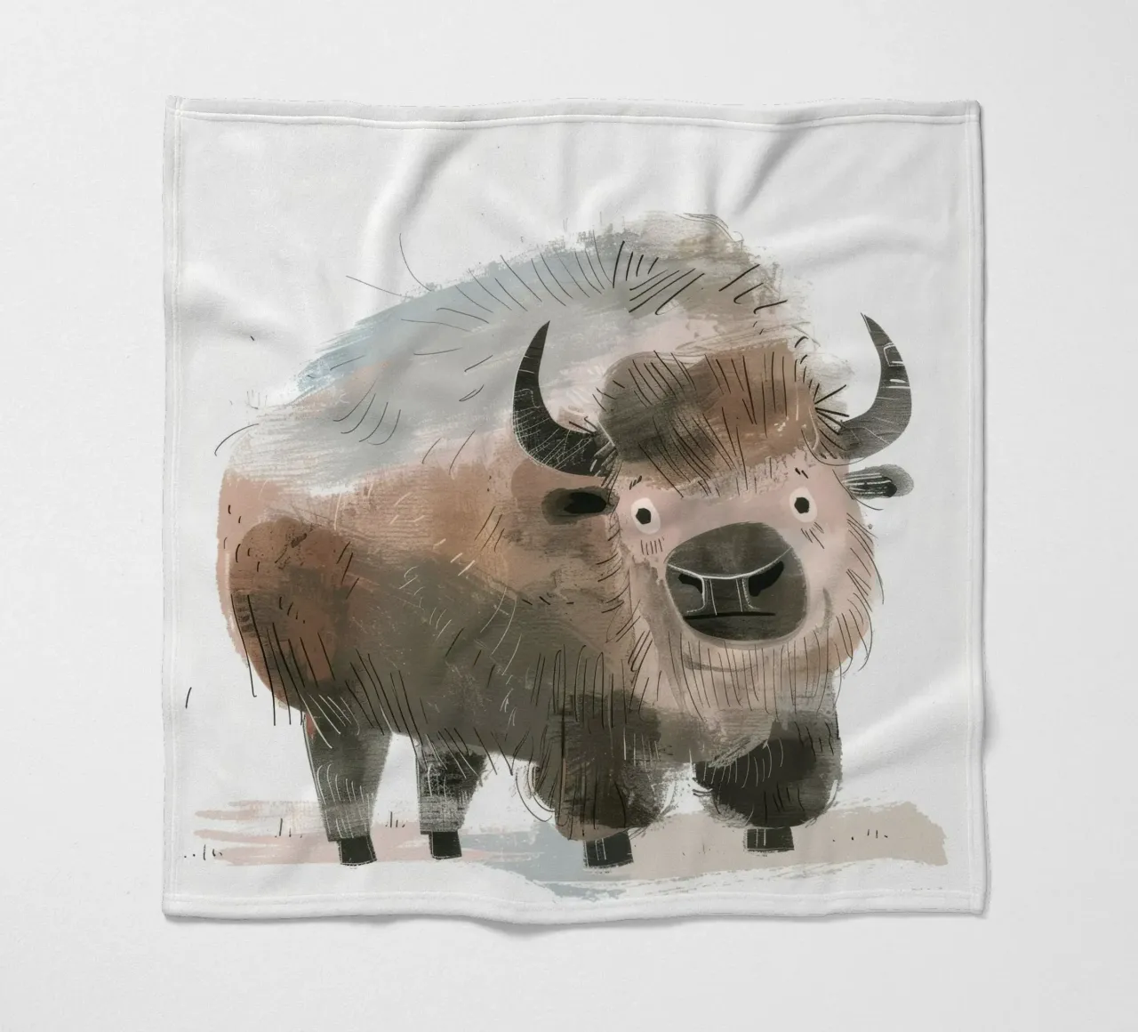Illustrazione stilizzata di un bisonte coperta in pile da DesignDoodle