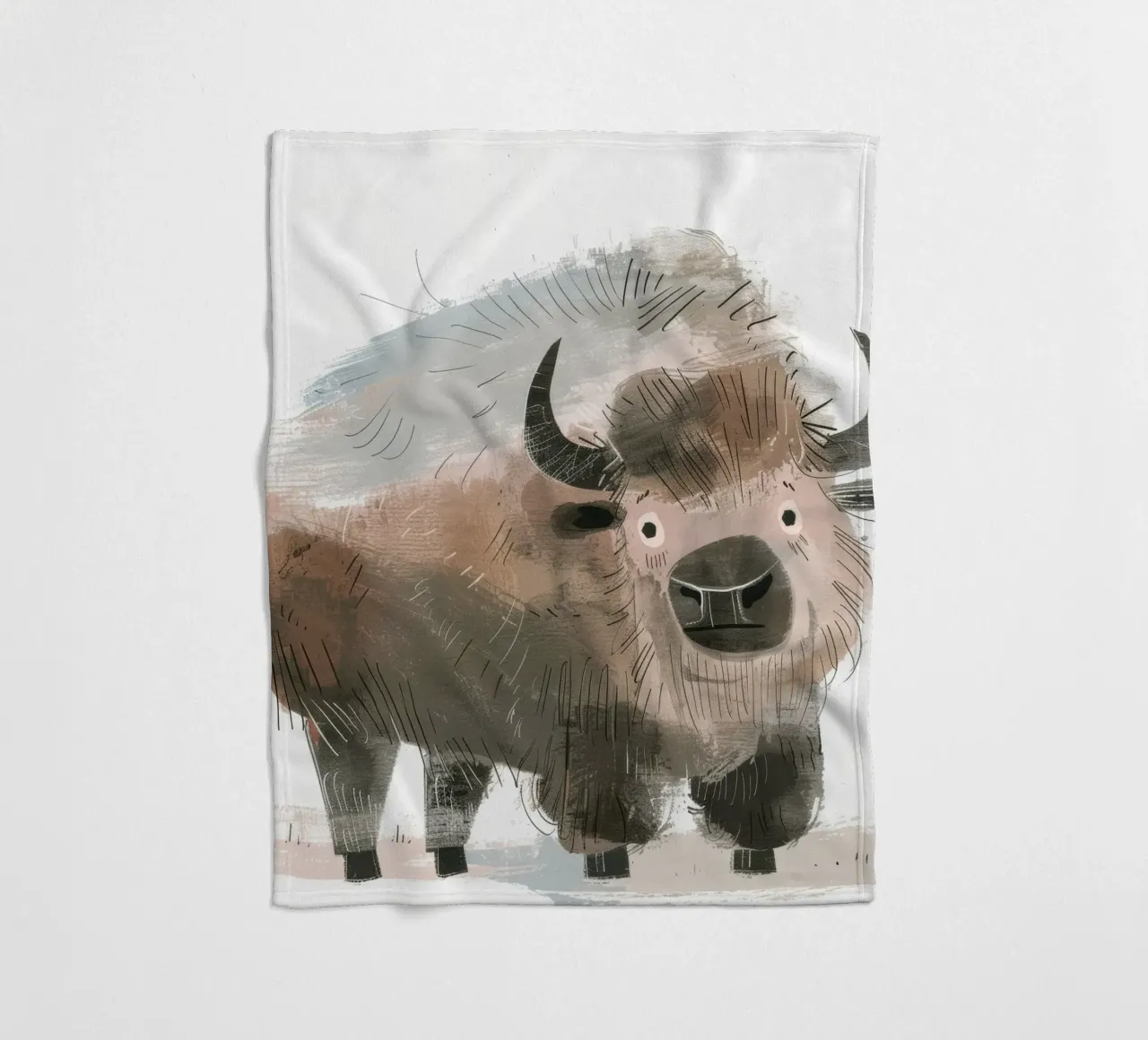 Illustrazione stilizzata di un bisonte coperta in pile da DesignDoodle