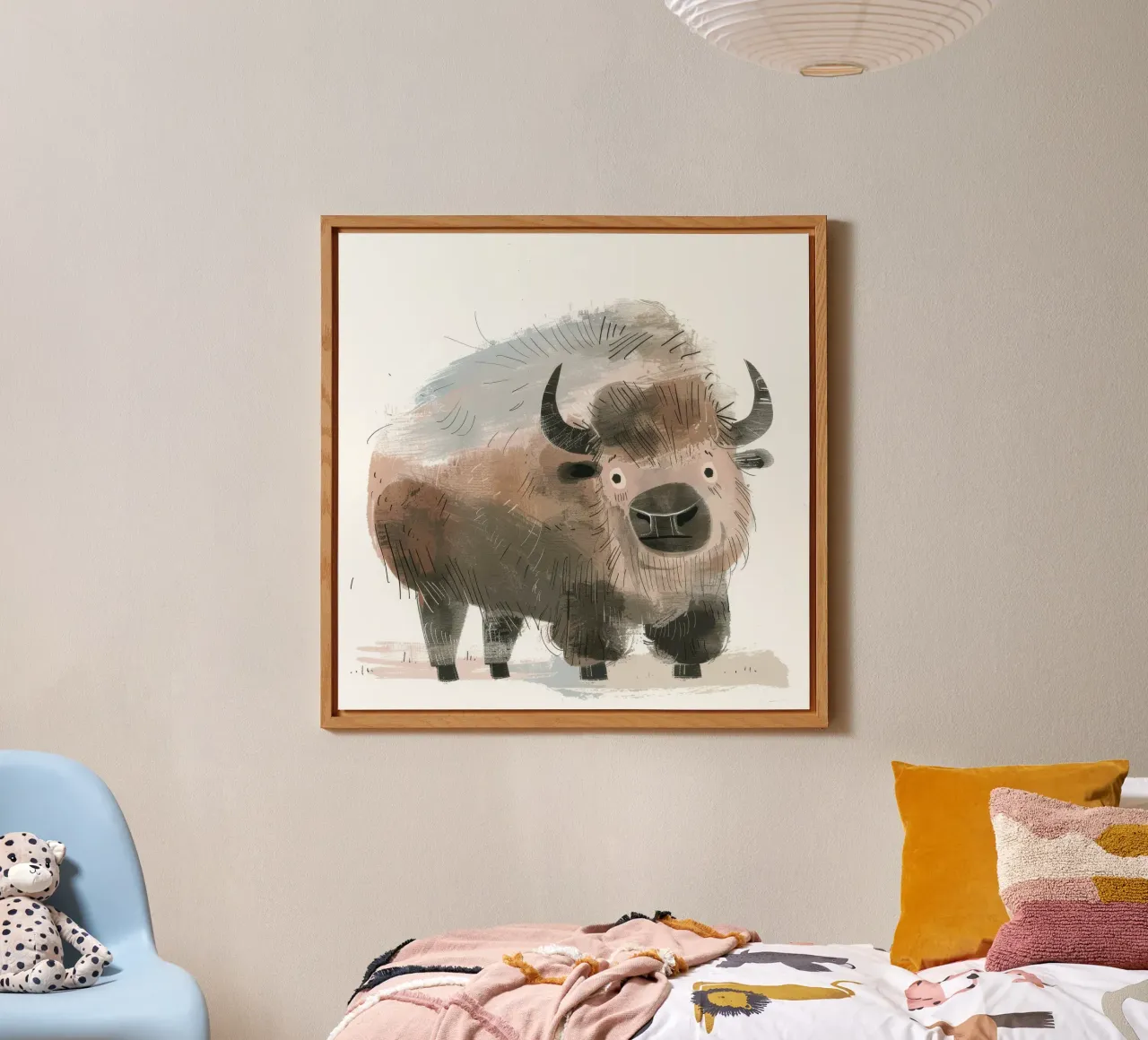 Gestileerde illustratie van een bizon aluminium-dibond van DesignDoodle