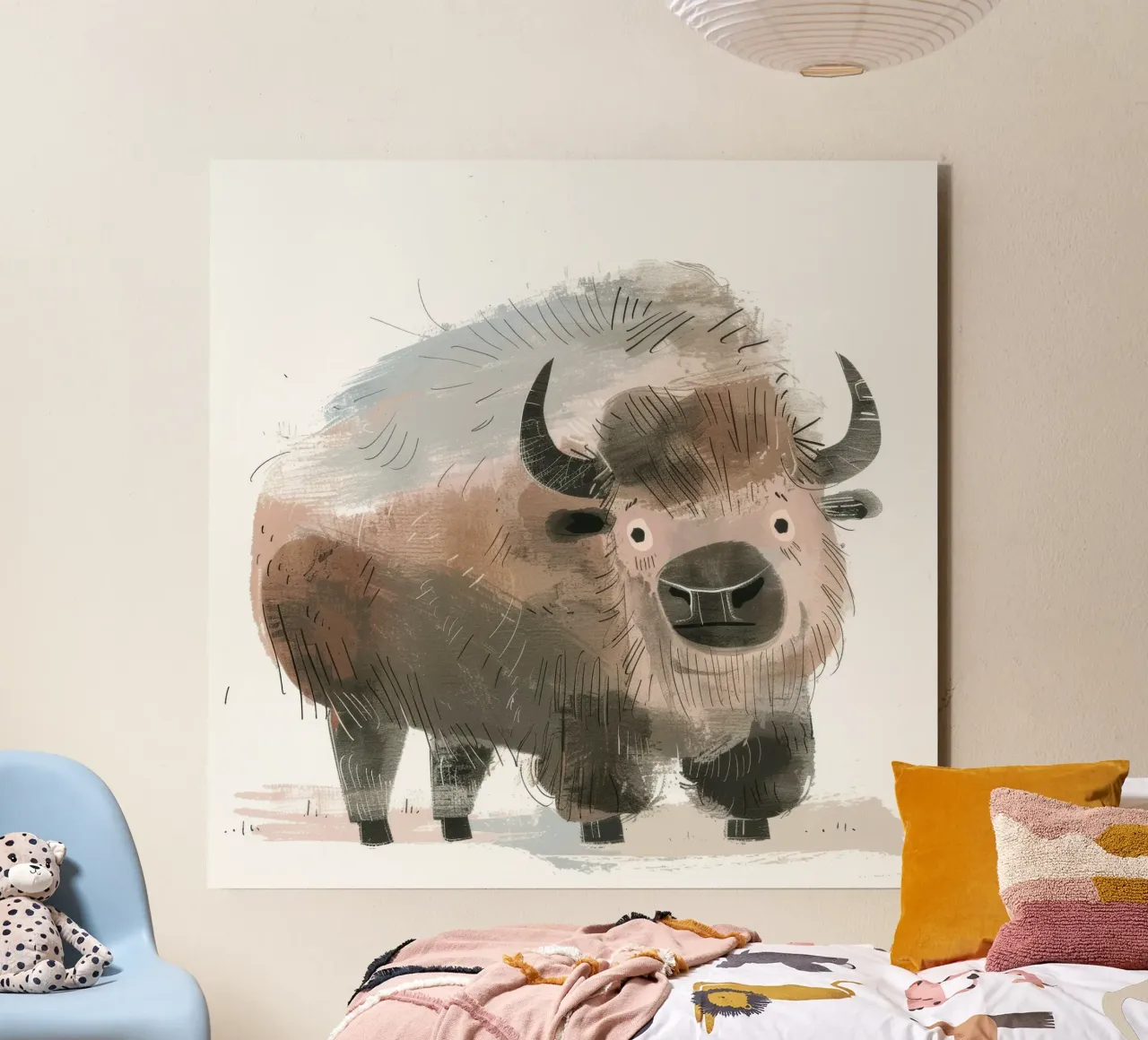 Gestileerde illustratie van een bizon aluminium-dibond van DesignDoodle