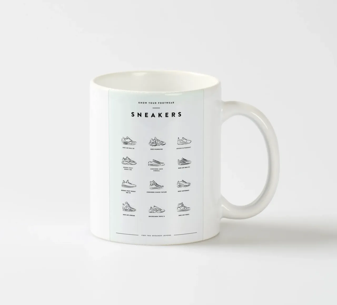 Sneaker Chart ceramic mug by daylight design studio