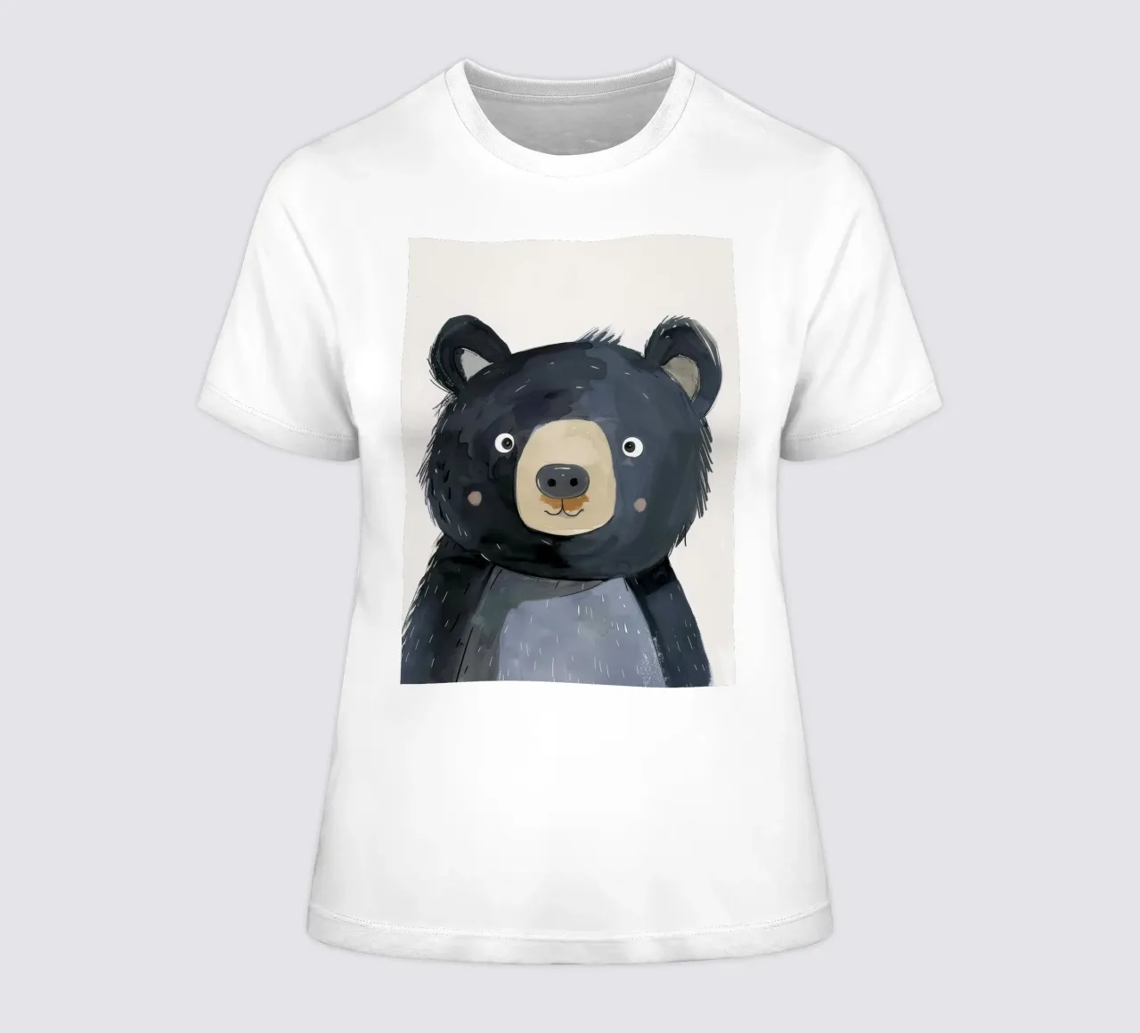 Stylized Illustration of a Black Bear Cub 2 women's fitted t-shirt by DesignDoodle