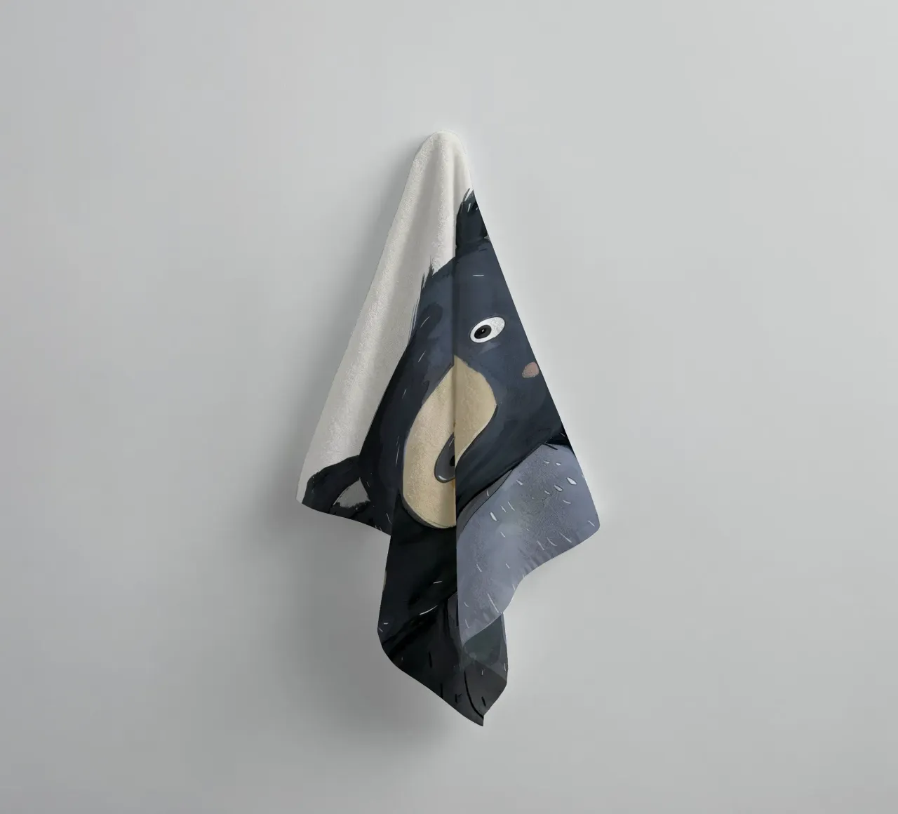 Stylized Illustration of a Black Bear Cub 2 towel by DesignDoodle