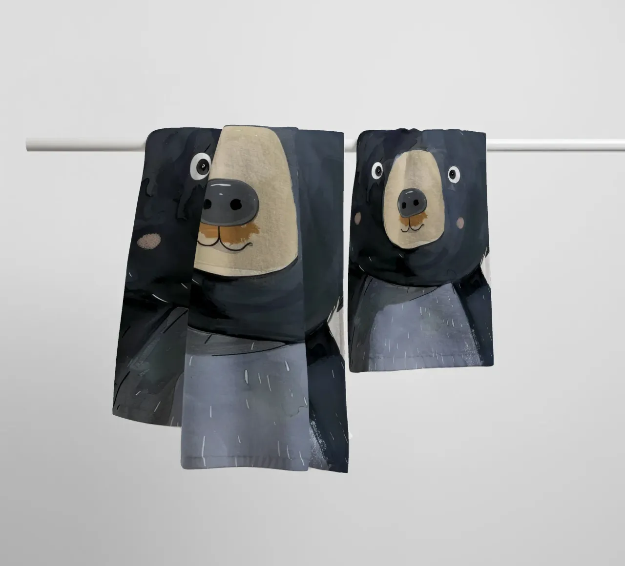 Stylized Illustration of a Black Bear Cub 2 towel by DesignDoodle