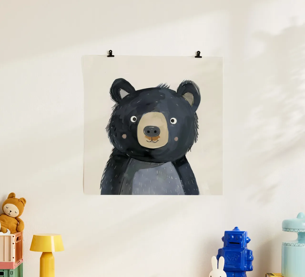 Illustrazione stilizzata di un cucciolo di orso nero 2 carta hahnemühle da DesignDoodle