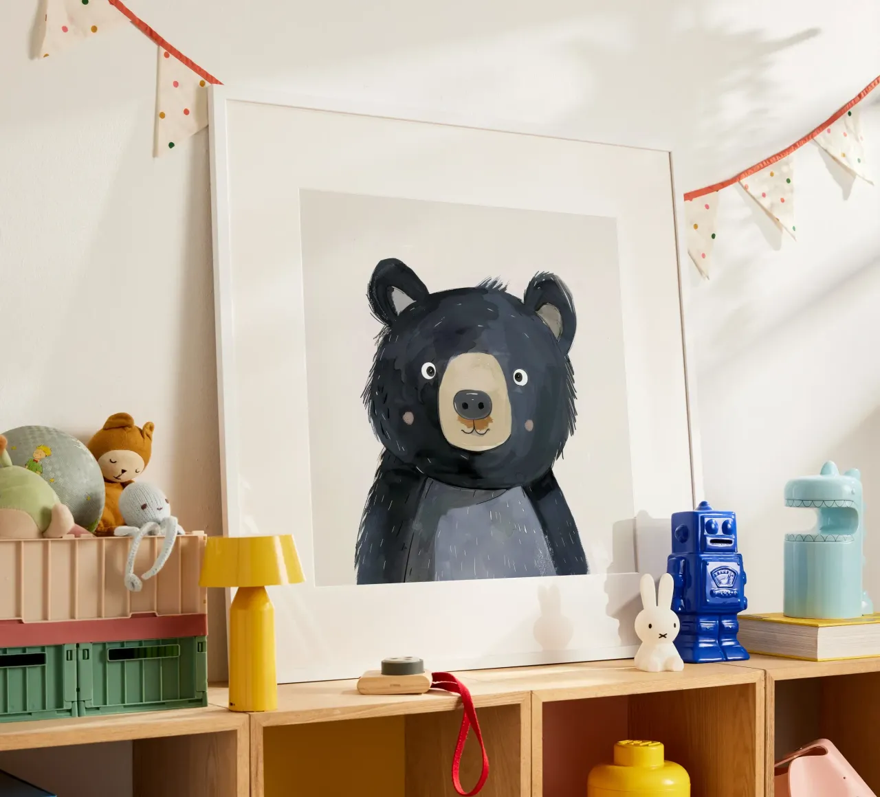 Illustrazione stilizzata di un cucciolo di orso nero 2 carta hahnemühle da DesignDoodle
