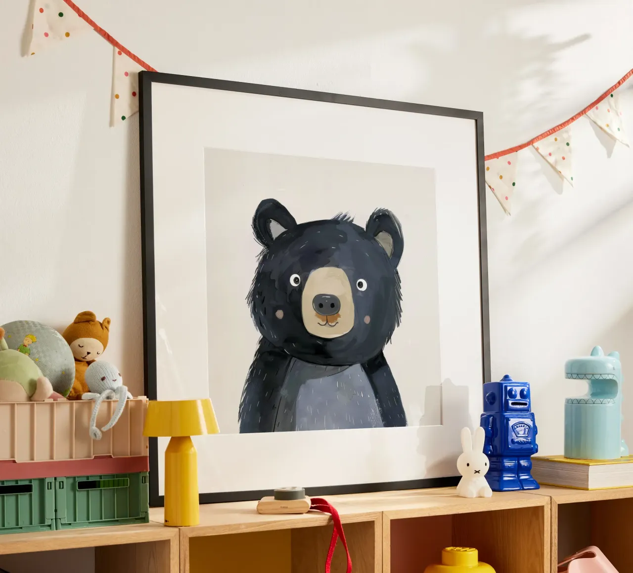 Illustrazione stilizzata di un cucciolo di orso nero 2 carta hahnemühle da DesignDoodle