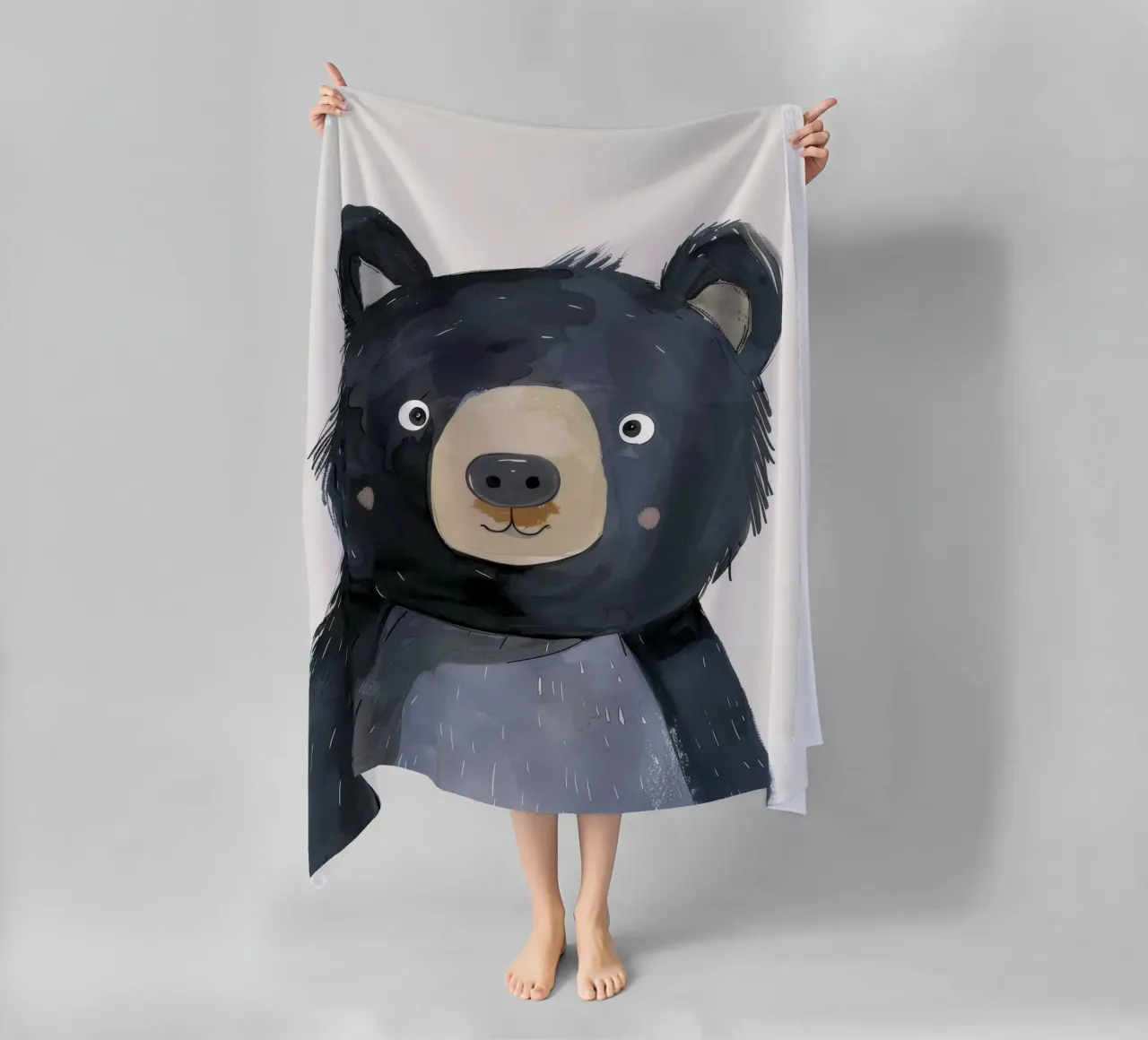 Illustrazione stilizzata di un cucciolo di orso nero 2 telo mare da DesignDoodle