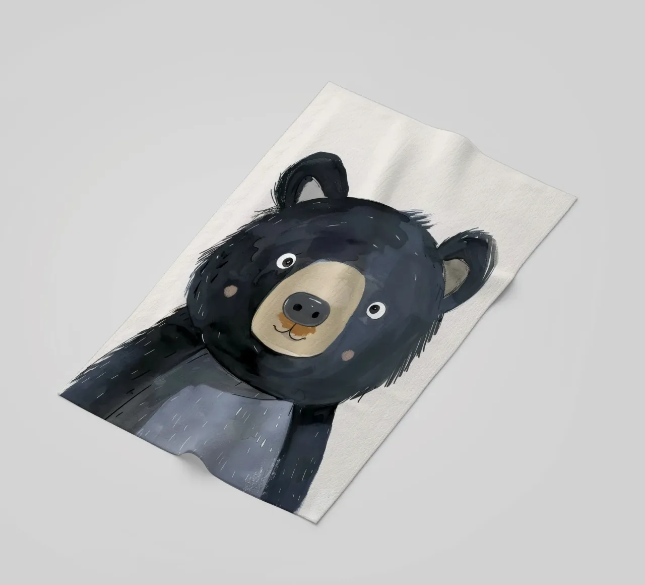 Illustrazione stilizzata di un cucciolo di orso nero 2 telo mare da DesignDoodle