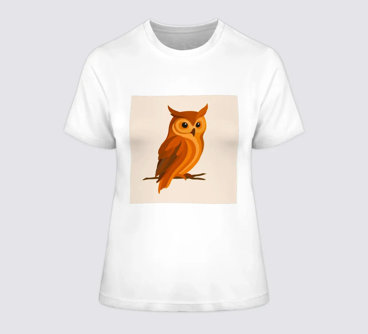 Owl in orange tones - Expressive forest bird women's fitted t-shirt by namosh