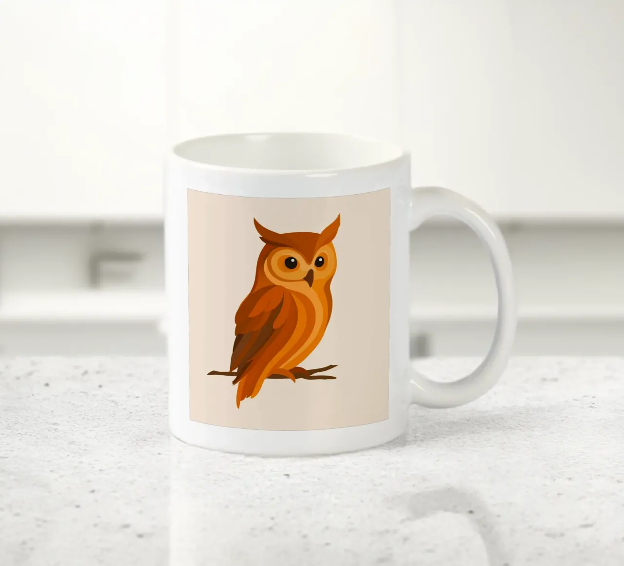 Eule in Orangetönen – Ausdrucksstarker Waldvogel Keramik Tasse von namosh