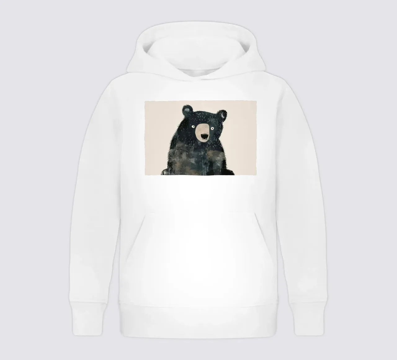 Illustrazione stilizzata di un orso nero in attesa di cibo felpa bambino con cappuccio da DesignDoodle