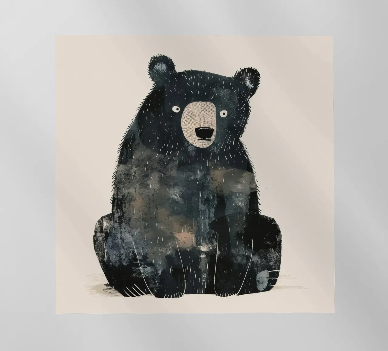 Illustrazione stilizzata di un orso nero in attesa di cibo pellicola backlit da DesignDoodle