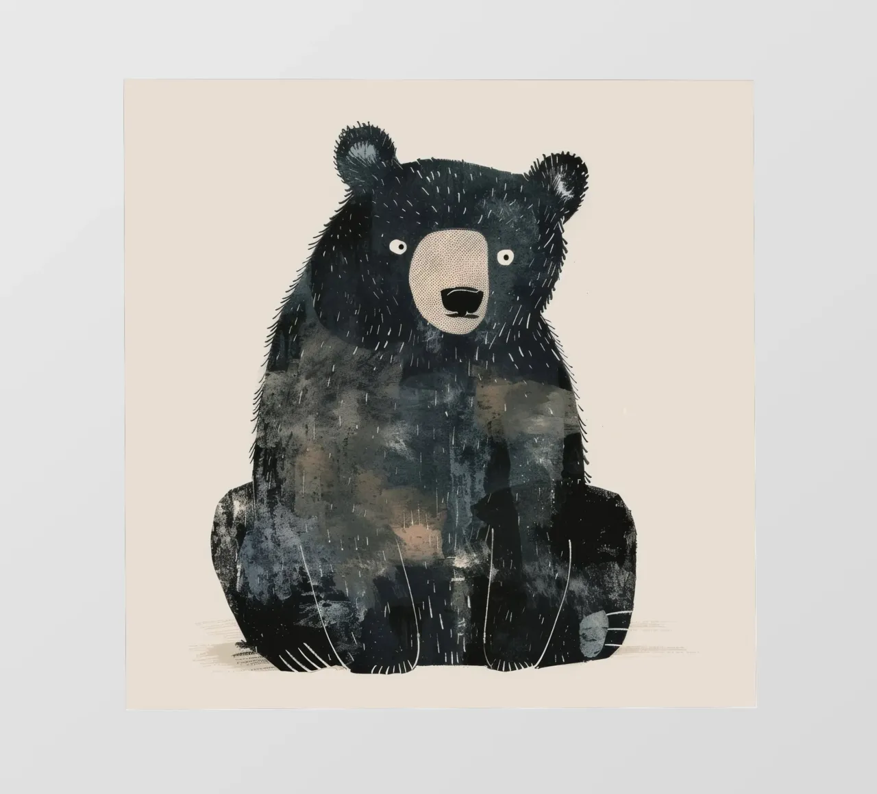 Illustrazione stilizzata di un orso nero in attesa di cibo pellicola backlit da DesignDoodle
