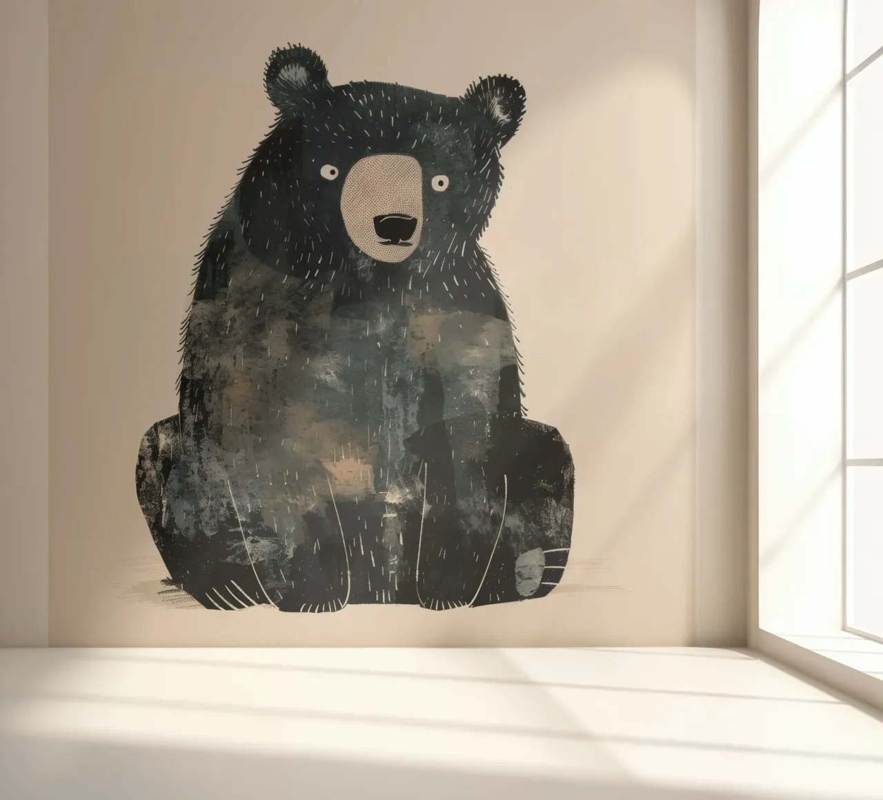 Stylized Illustration of a Black Bear waiting for food photo wallpaper by DesignDoodle