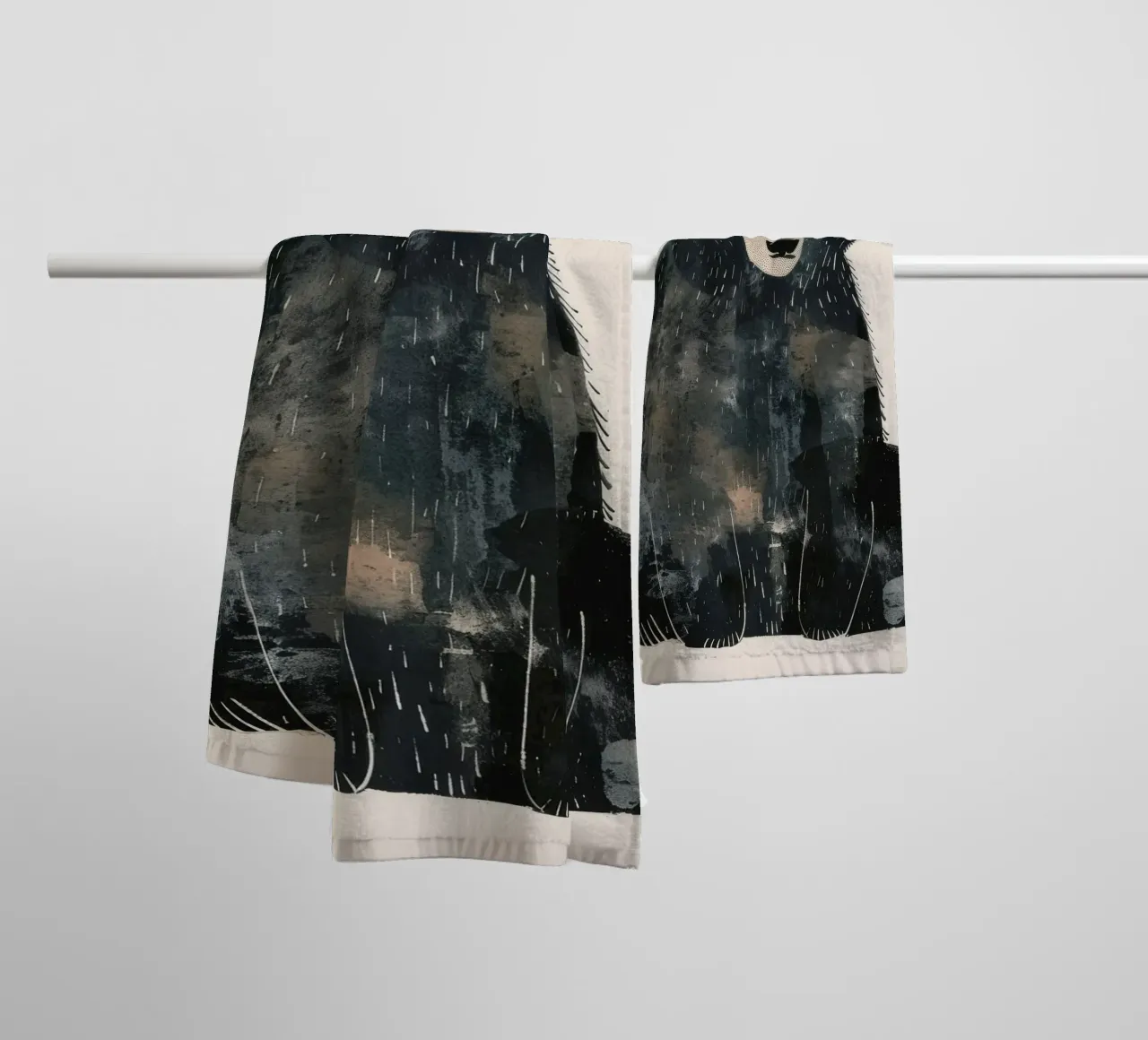 Illustrazione stilizzata di un orso nero in attesa di cibo asciugamano da bagno da DesignDoodle