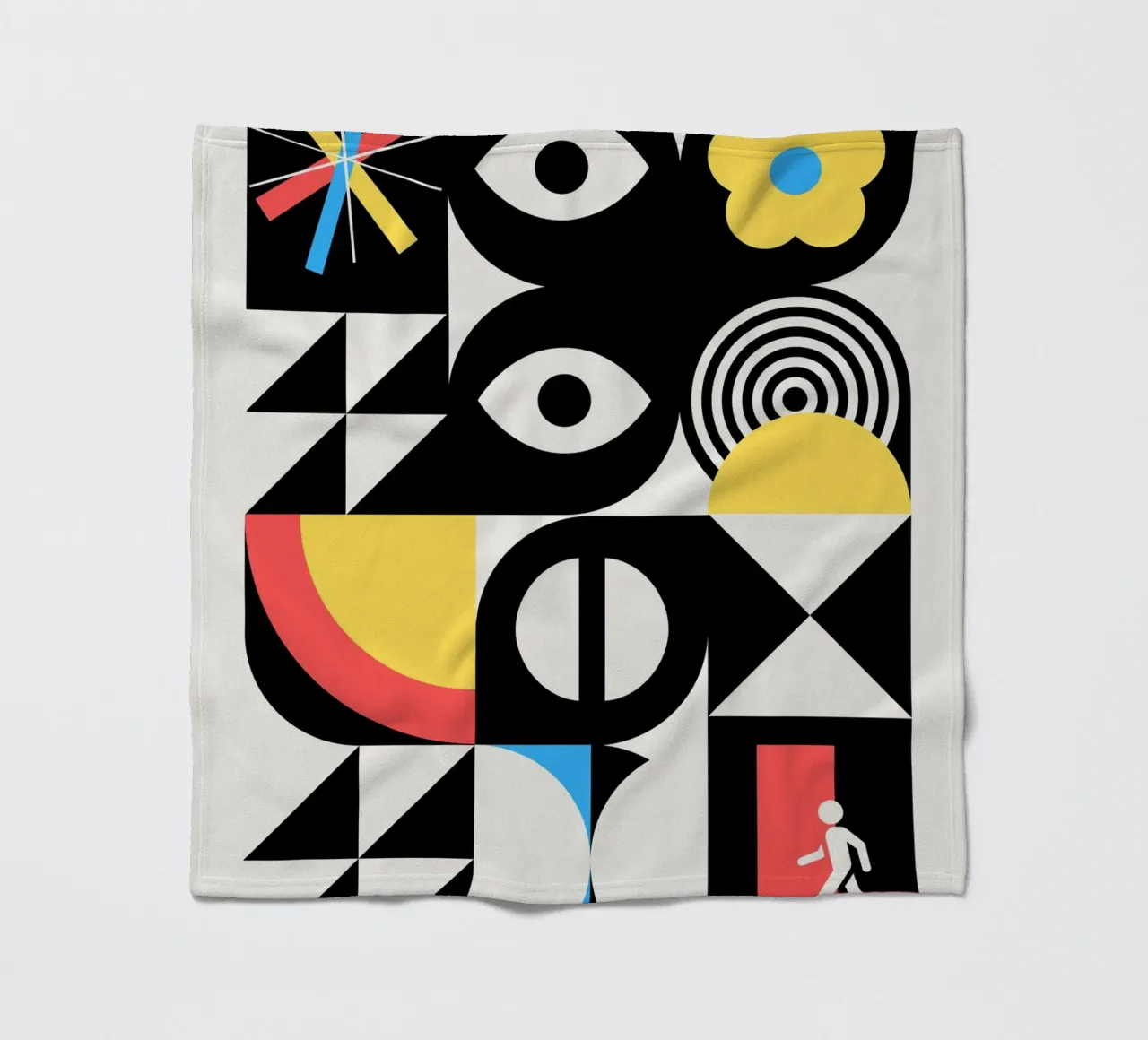 Maximalist geometrical surreal design fleece blanket by Little Dean
