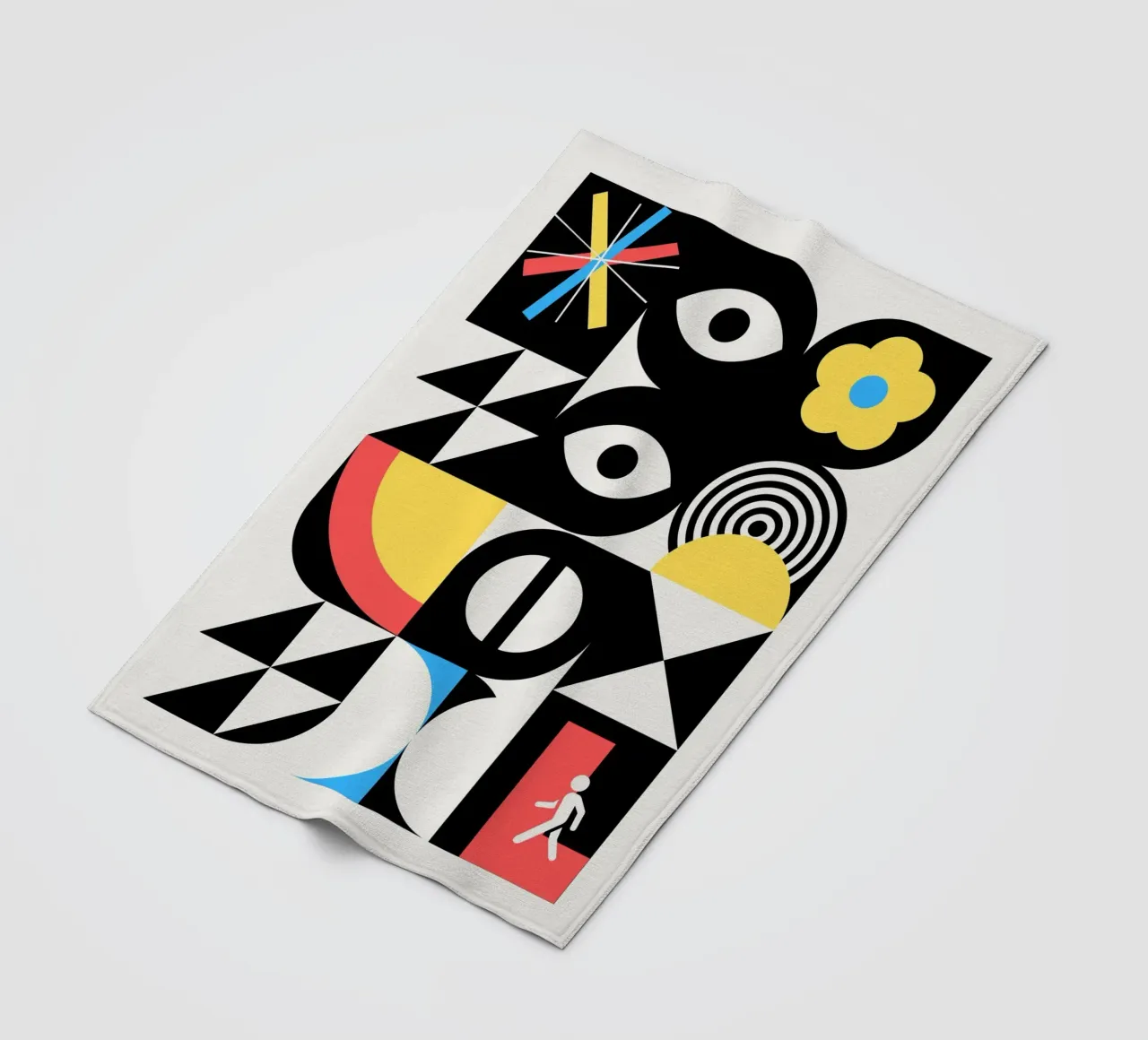 Maximalist geometrical surreal design fleece blanket by Little Dean