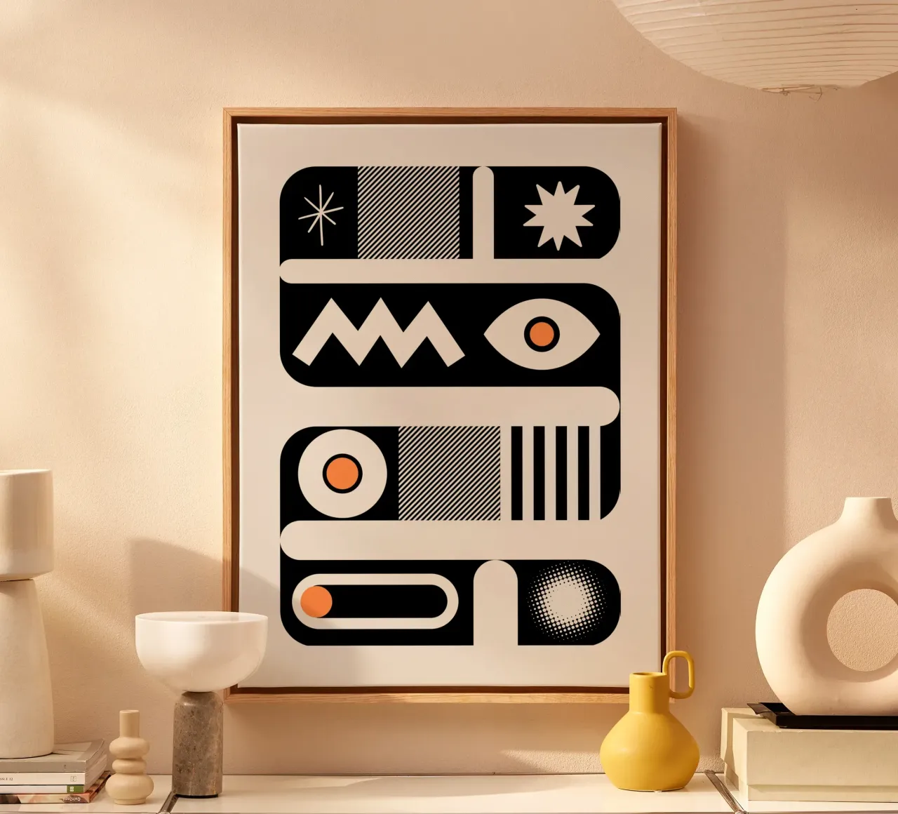 Mono geometrical design canvas by Little Dean
