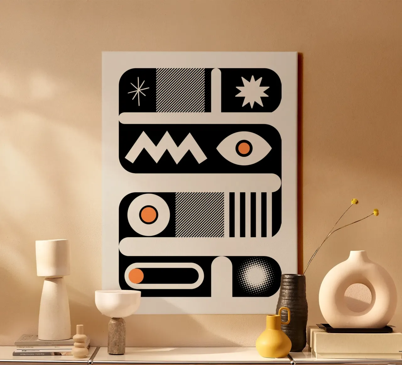 Mono geometrical design canvas by Little Dean
