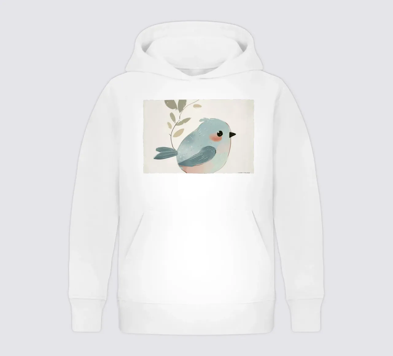 Illustrazione stilizzata di un uccello blu su un ramo con ramoscello felpa bambino con cappuccio da DesignDoodle