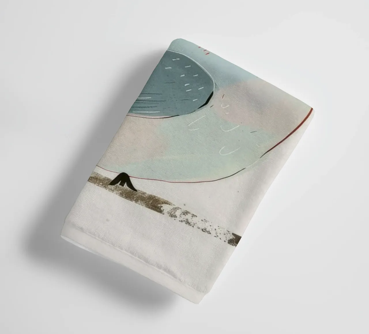 Stilisierte Illustration eines blauen Vogels auf einem Zweig mit Zweig Handtuch von DesignDoodle