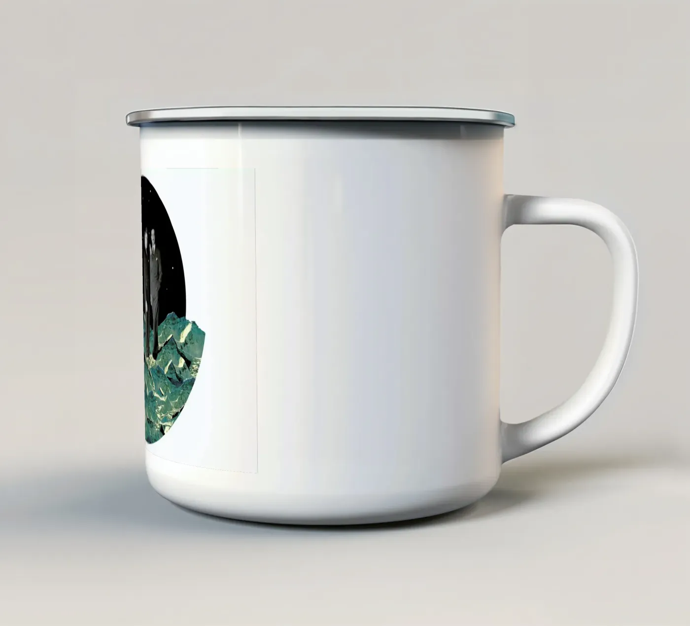 Space enamel mug by The Gently Unfurling Sneak