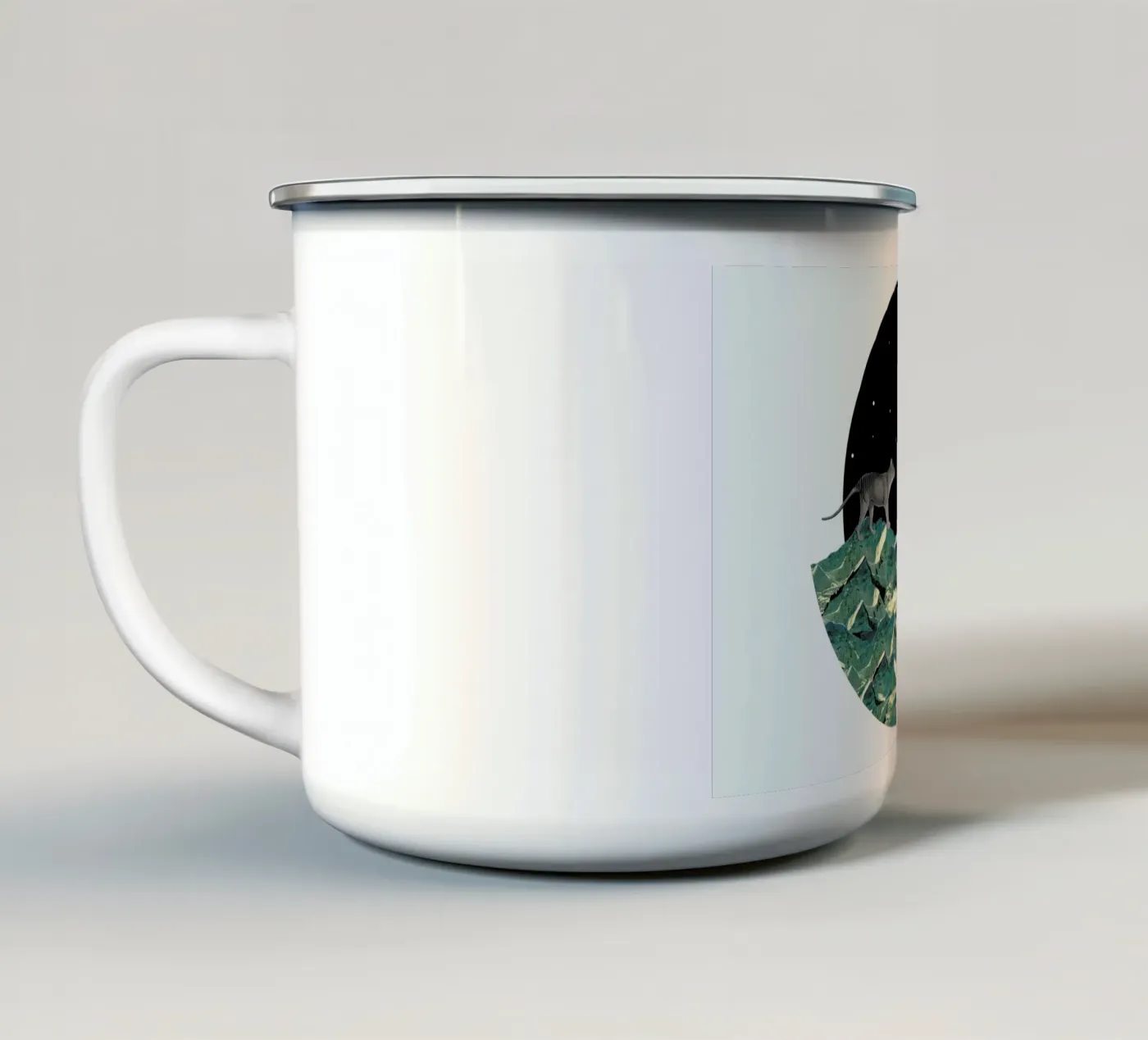 Space enamel mug by The Gently Unfurling Sneak