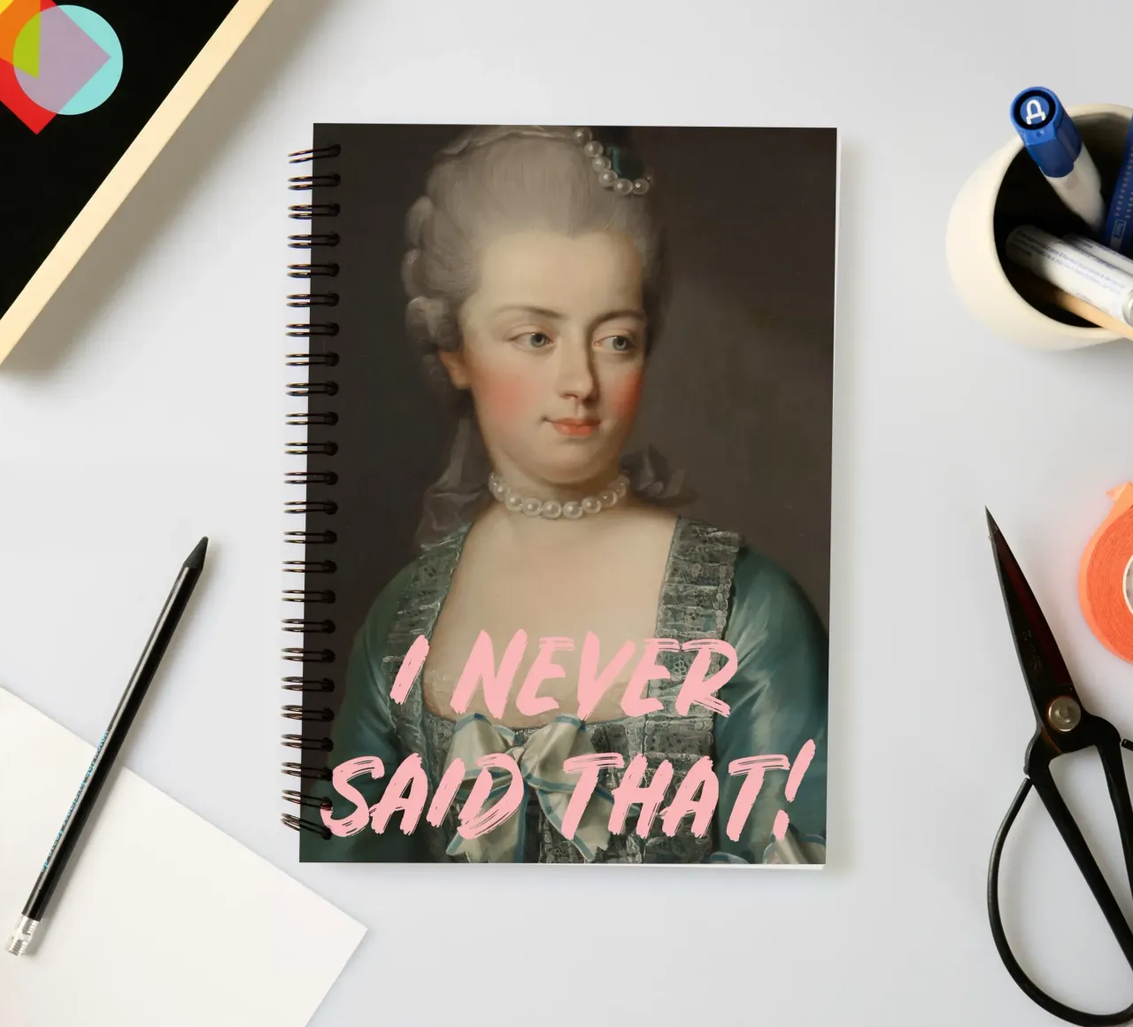 Marie-Antoinette Portrait with Text spiral notebook by GraceDigitalArtCo