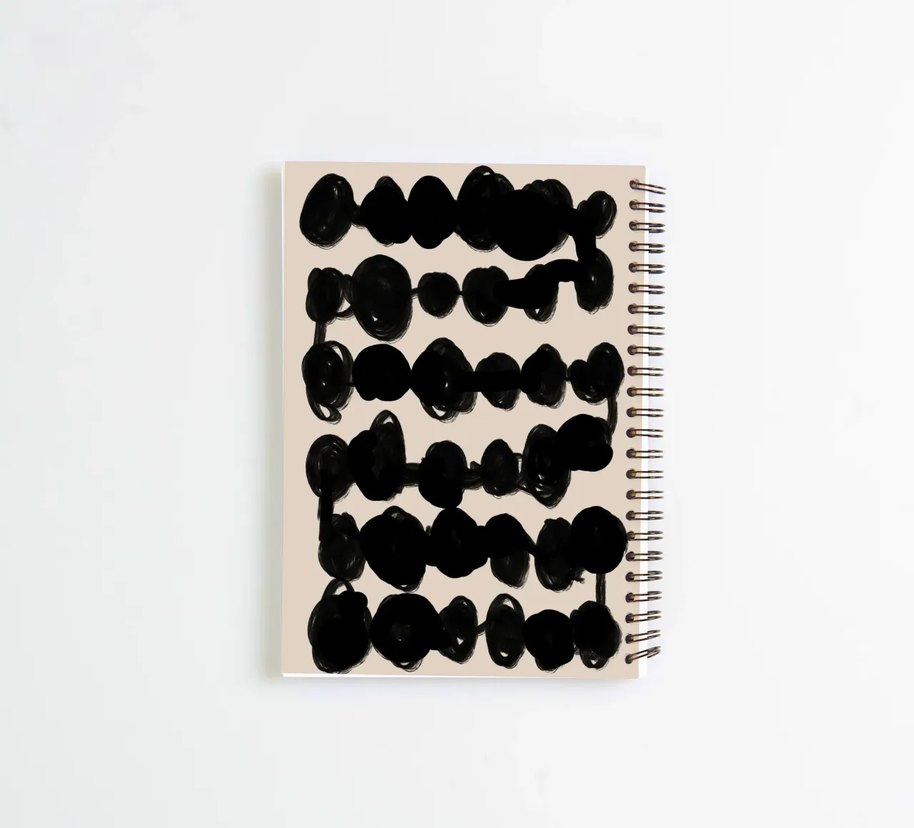 Abstrakte schwarze Wellenlinien auf Beige Ringbuch von Melloi Art Print