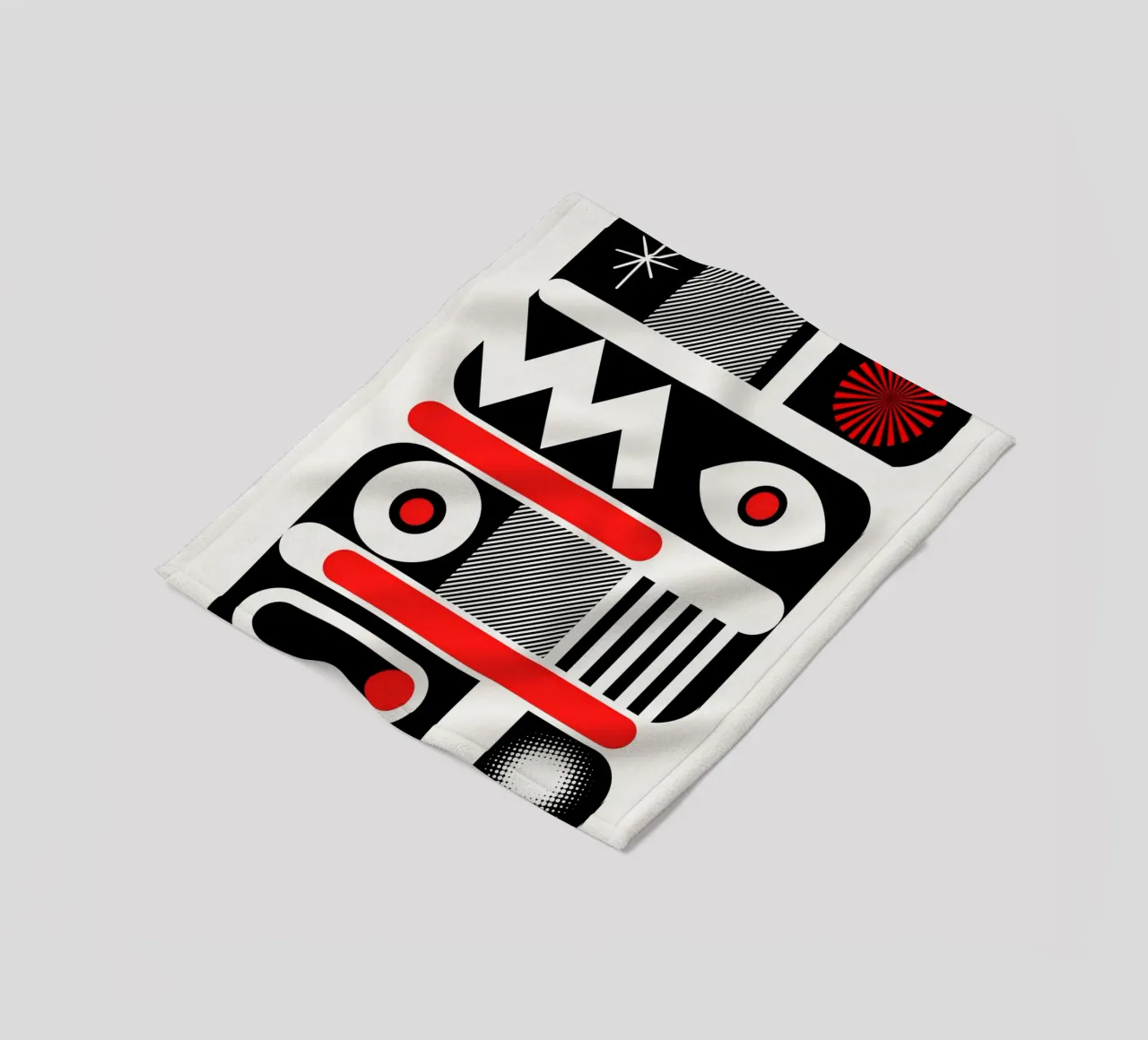 Red mono geometrical fleece blanket by Little Dean