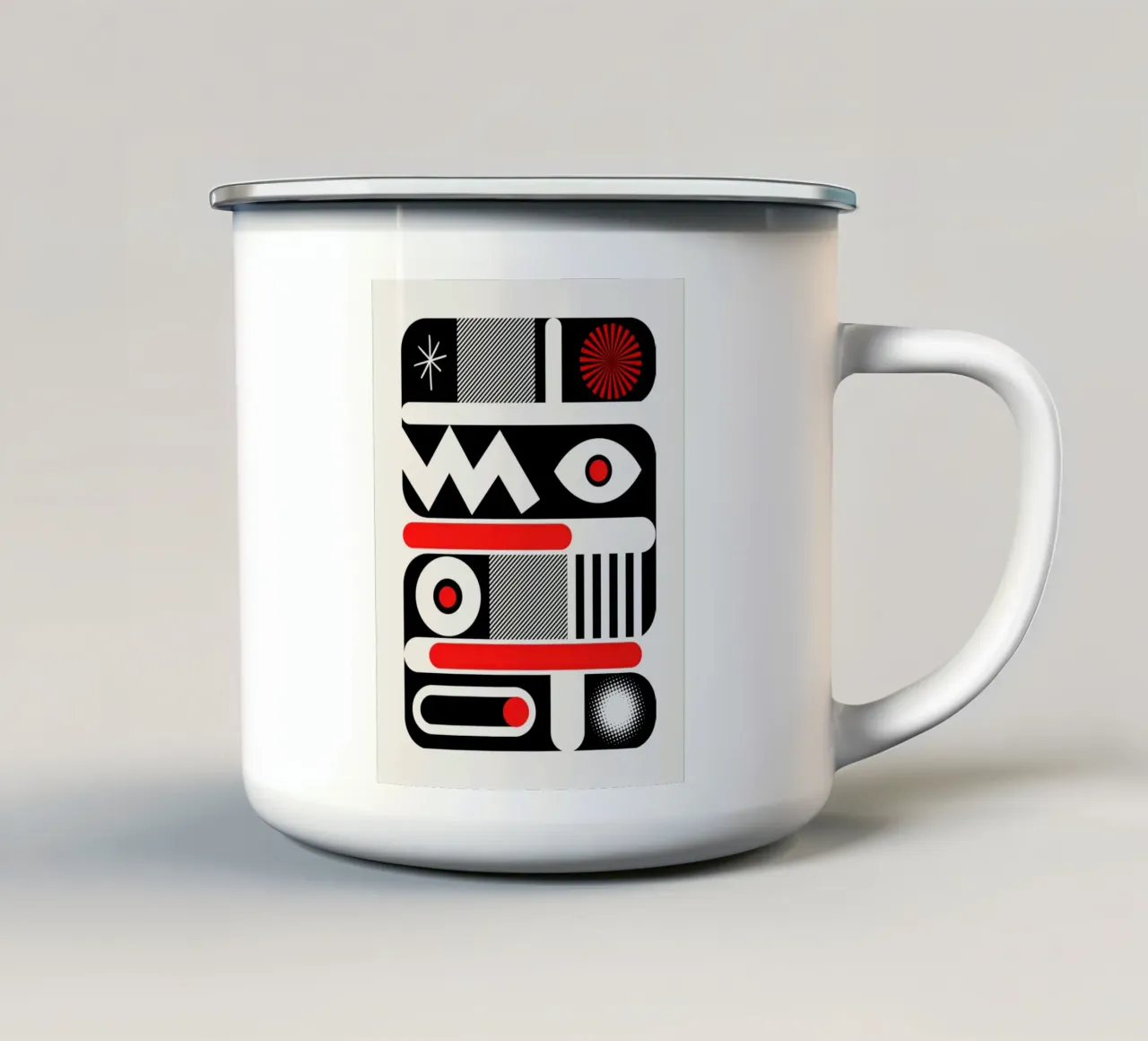 Rosso mono geometrico tazza in smalto da Little Dean