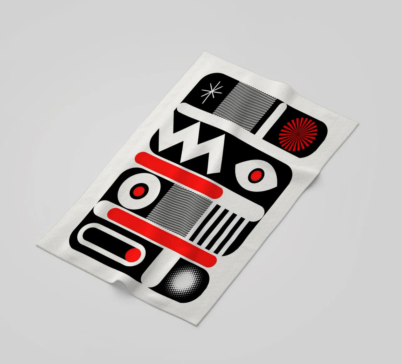 Rosso mono geometrico telo mare da Little Dean