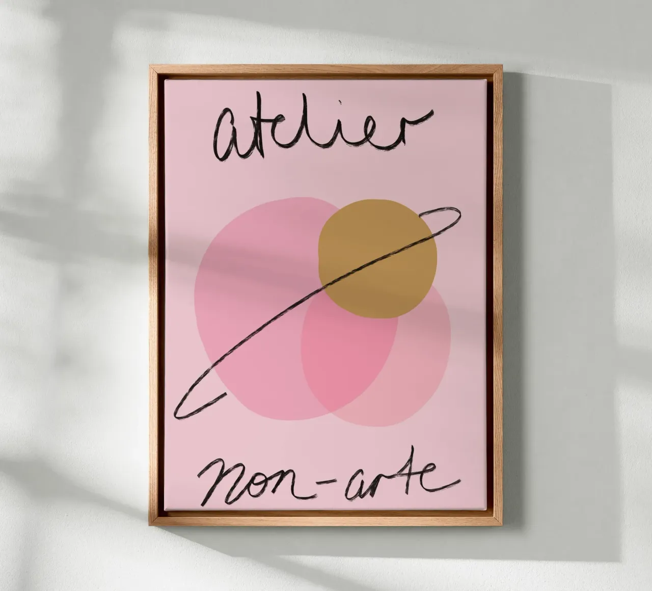 Abstract Shapes Pink and Yellow tela con Cornice a cassetta da GraceDigitalArtCo