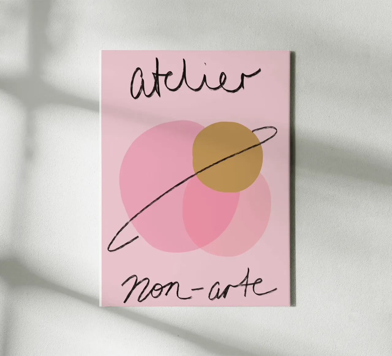 Abstract Shapes Pink and Yellow tela con Cornice a cassetta da GraceDigitalArtCo