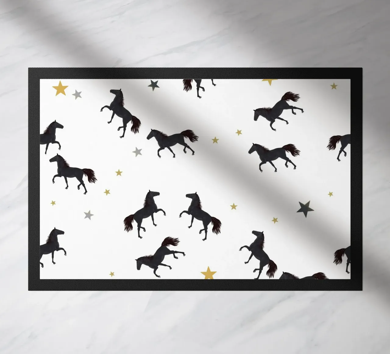 Cavallo nero con stelle zerbino da gulsengunel