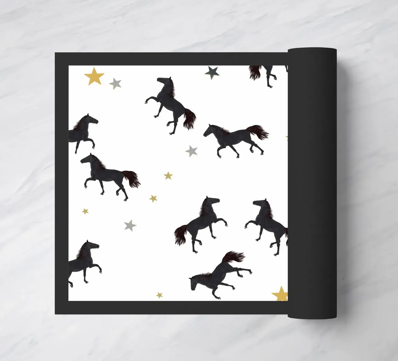 Cavallo nero con stelle zerbino da gulsengunel
