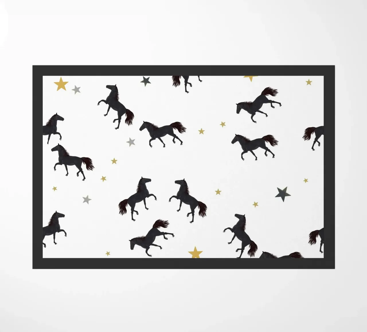 Cavallo nero con stelle zerbino da gulsengunel