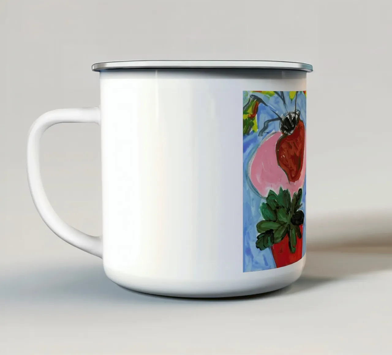 Things On The Table enamel mug by Sonia Brittain