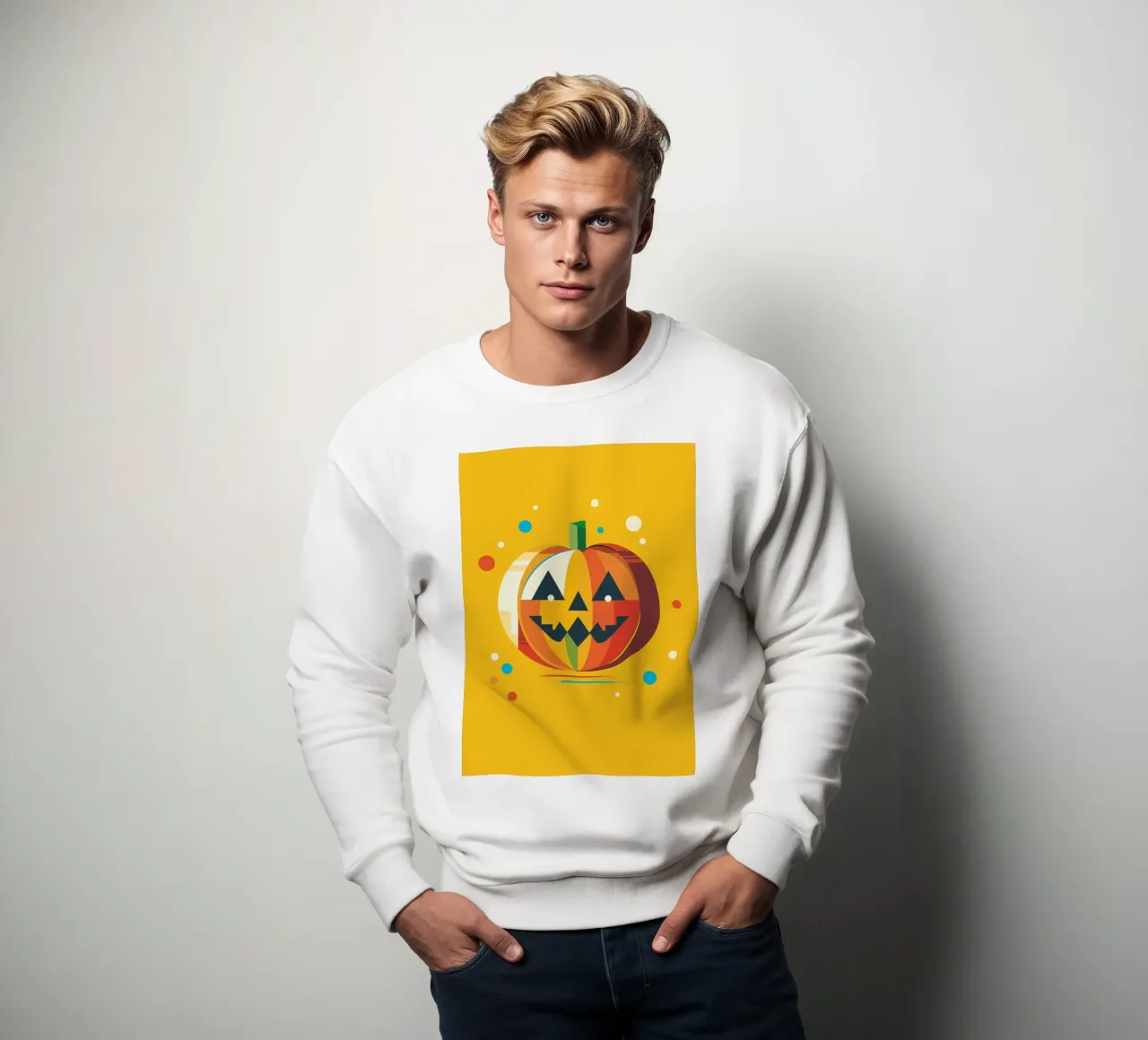 Zucca di Halloween geometrica e colorata con un viso allegro felpa da namosh