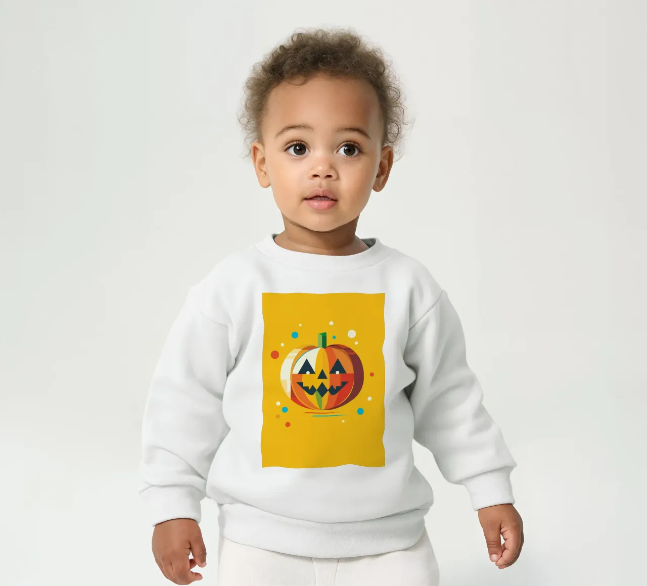 Zucca di Halloween geometrica e colorata con un viso allegro felpa neonato da namosh