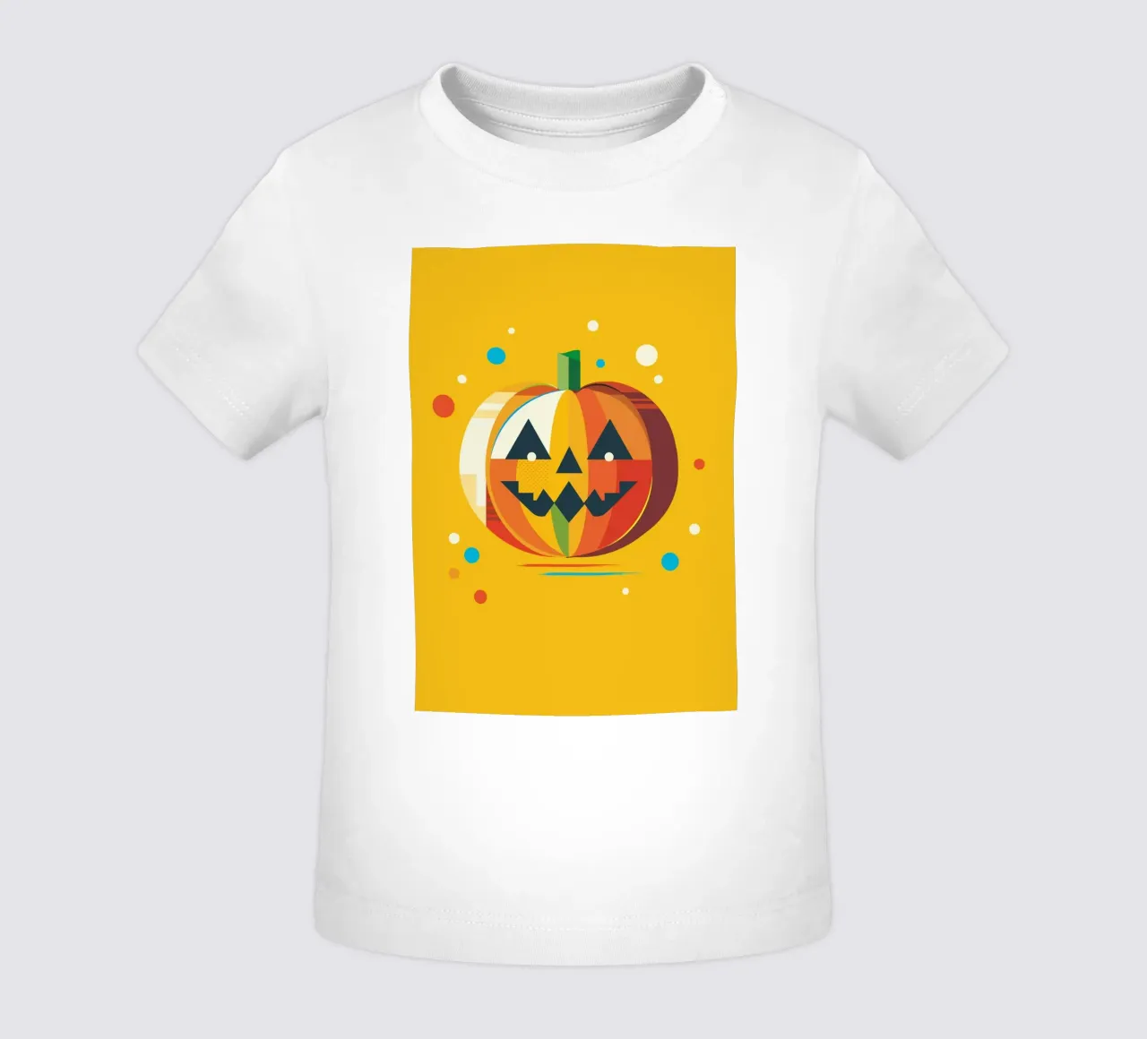 Zucca di Halloween geometrica e colorata con un viso allegro maglietta neonato da namosh