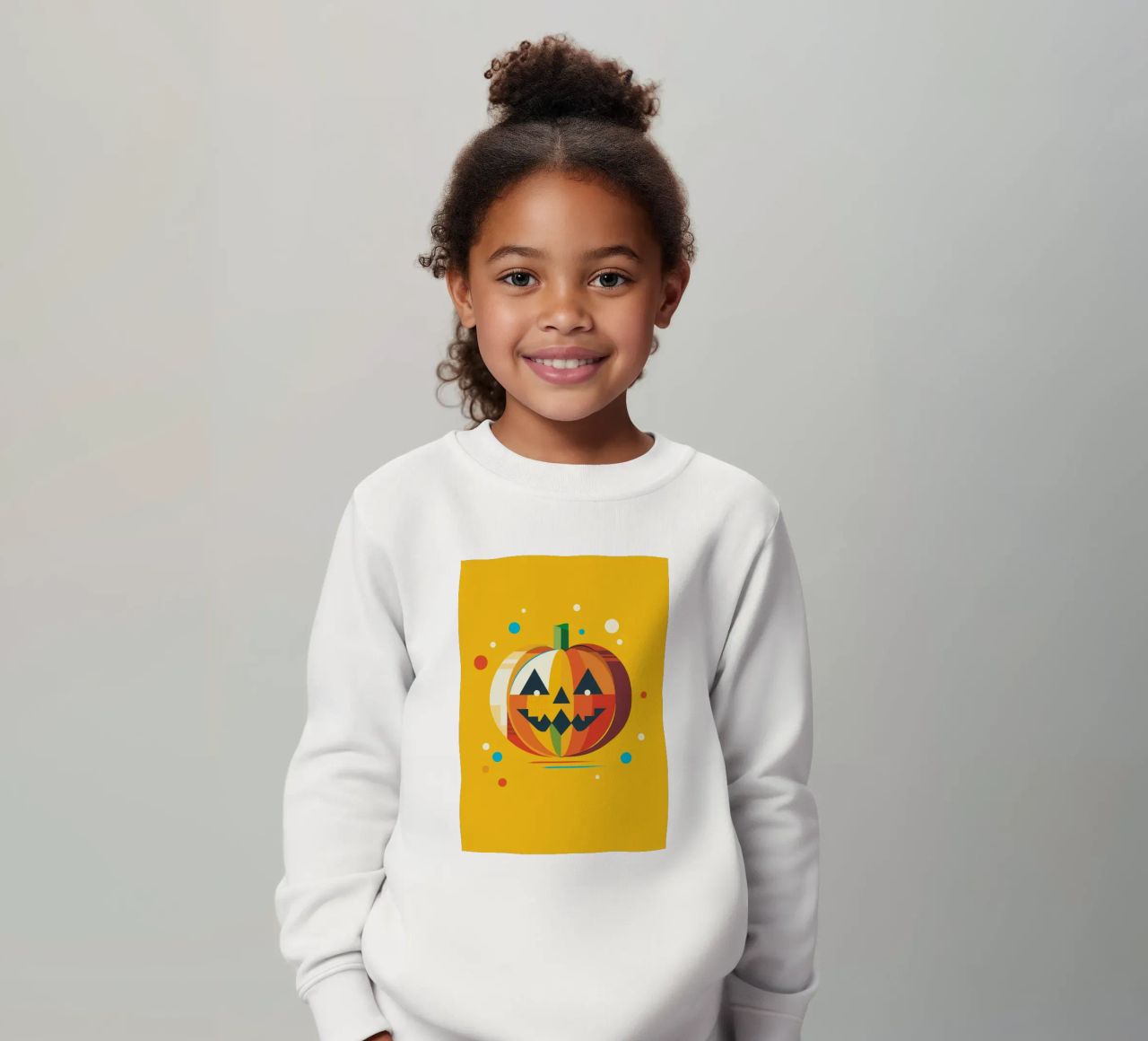 Zucca di Halloween geometrica e colorata con un viso allegro felpa bambino da namosh