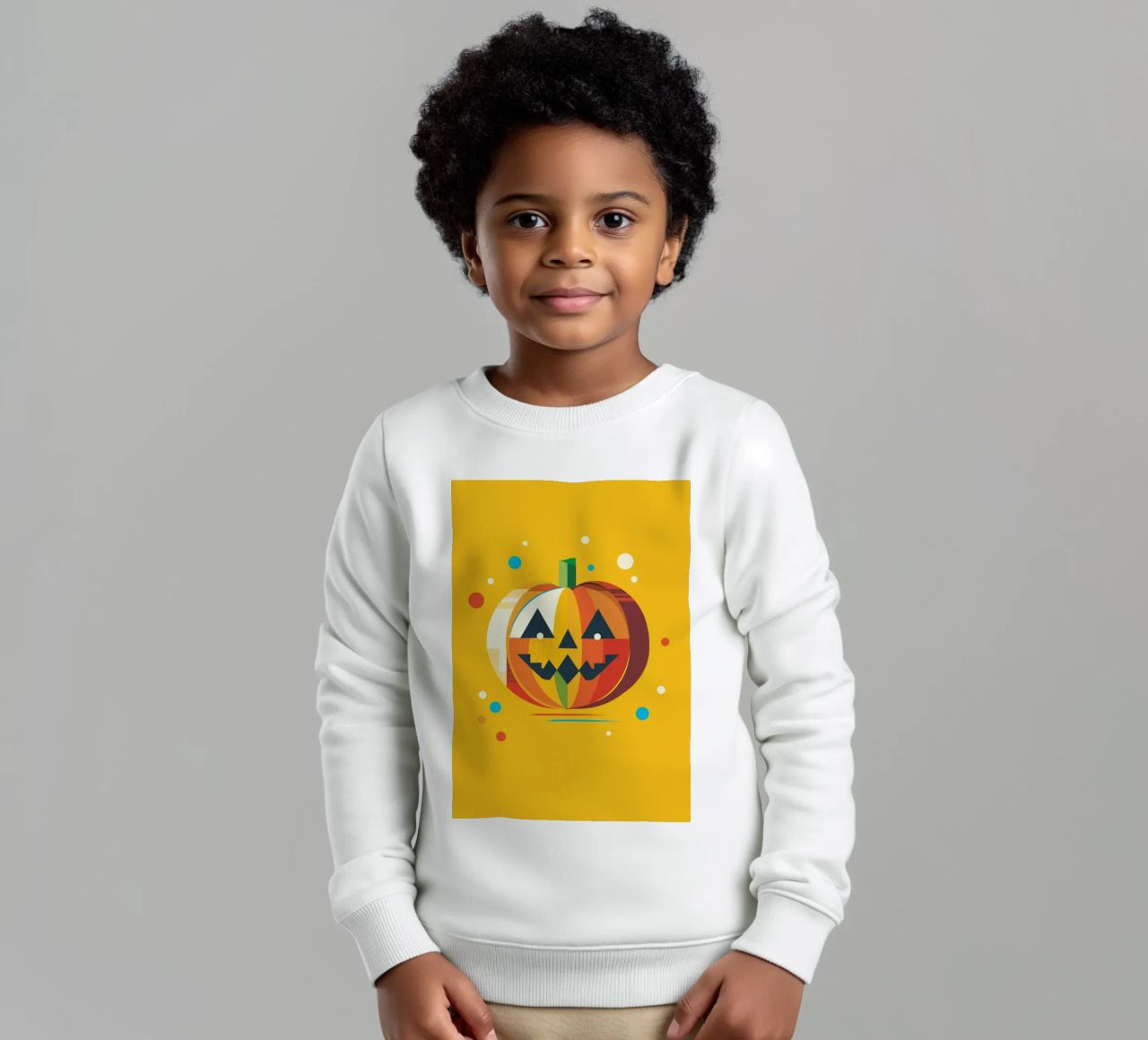 Zucca di Halloween geometrica e colorata con un viso allegro felpa bambino da namosh
